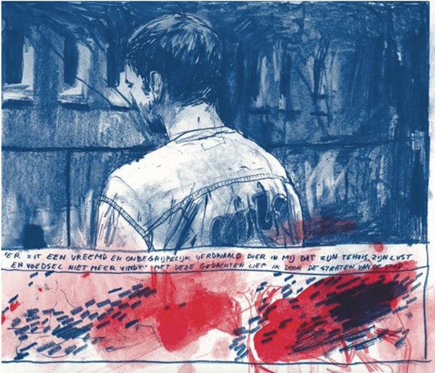 Jongeren, tekening door Ward Zwart